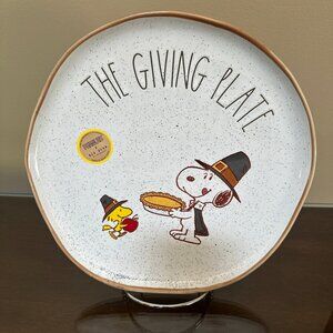 Peanuts Rae Dunn The Giving Plate Snoopy Woodstock Thanksgiving 11x11" NWT norma